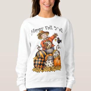 Sweatshirt Scarecrow Happy Fall Y'all Citrouille Thanksgiving