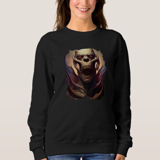 Sweatshirt Scary Demonic Skull Horror Nightmare Unique Digita (Devant)