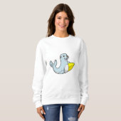 Sweatshirt Sceau au surf avec Surfboard (Devant entier)