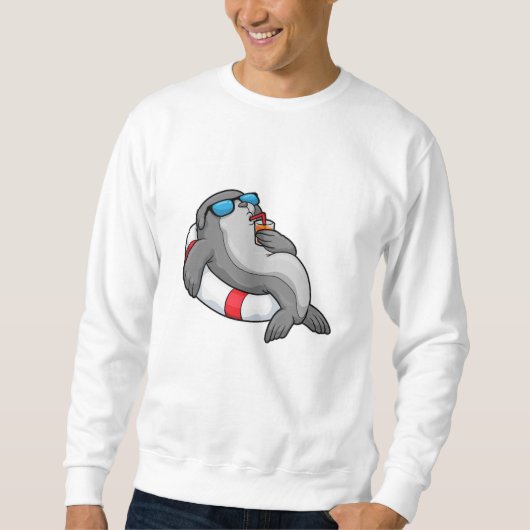 Sweatshirt Sceau avec anneau de natation et boisson (Devant)
