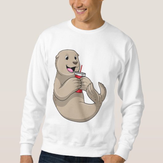 Sweatshirt Sceau avec Tasse avec Paille (Devant)