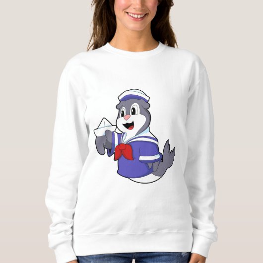 Sweatshirt Sceller comme marin avec bateau (Devant)