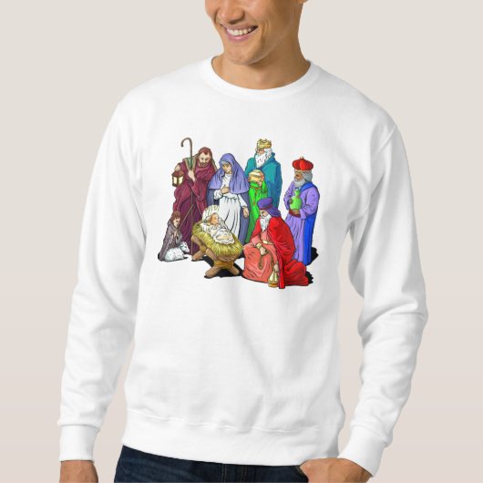 Sweatshirt Scène colorée de nativité de Noël (Devant)