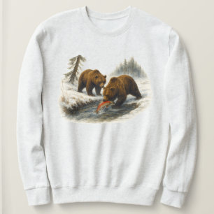 Sweatshirt Scène de nature sauvage avec ours grizzly rétro - 