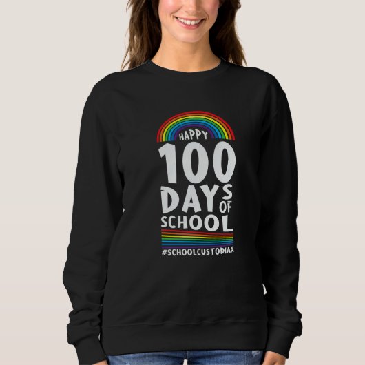 Sweatshirt School Custodian Happy 100 Days Of School Janitor (Devant)