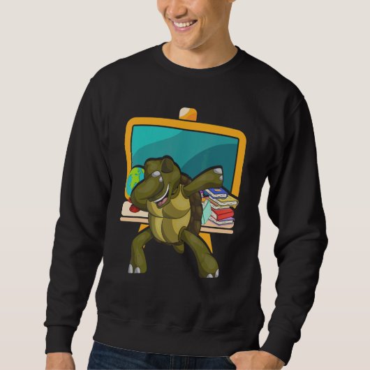 Sweatshirt School Student Ocean Animal Kids Dabbing Sea Turtl (Devant)
