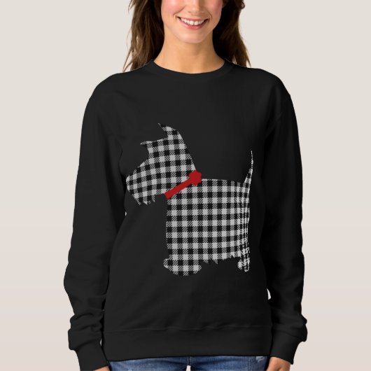 Sweatshirt Scottie Dog Scottie Terrier noir blanc Buffalo P (Devant)