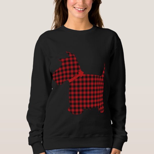 Sweatshirt Scottie Dog Scottie Terrier Rouge noir Buffalo Pla (Devant)