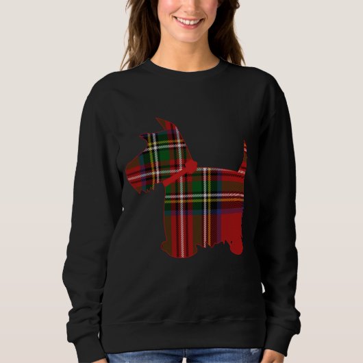 Sweatshirt Scottie Dog Scottish Terrier Royal Stewart Tartan (Devant)