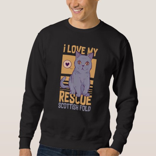 Sweatshirt Scottish Fold Cat Longhair Highland Kitten Owner   (Devant)