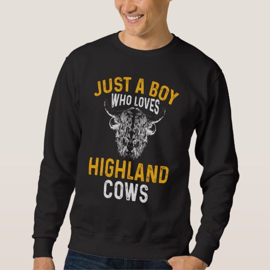 Sweatshirt Scottish Kids Just A Boy Who Loves Highland Cows (Devant)
