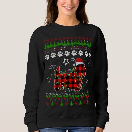Sweatshirt Scottish Terrier Dog Funny Xmas Ugly Sweater Chris (Devant)