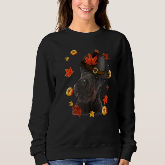 Sweatshirt Scottish Terrier Dog Pilgrim Hat Fall Happy (Devant)