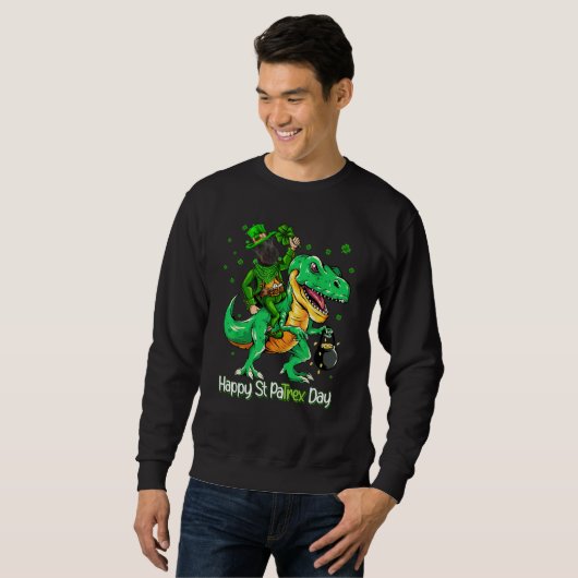 Sweatshirt Scottish Terrier Riding Dinosaur Patricks Day Sham (Devant entier)