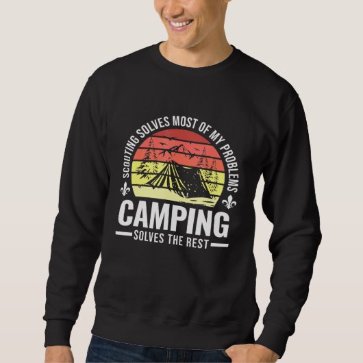 Sweatshirt Scouting Camping Résoudre Mes Problèmes Scouting (Devant)