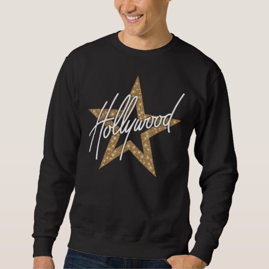 Sweatshirt Script à main blanche hollywoodien avec étoile (Devant)