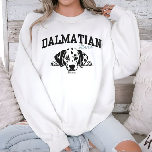 Sweatshirt Script de Varsity College Dalmatian Mama Amoureux