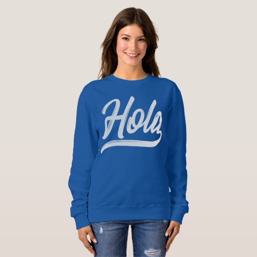Sweatshirt Script Hola (blanc) (Devant entier)
