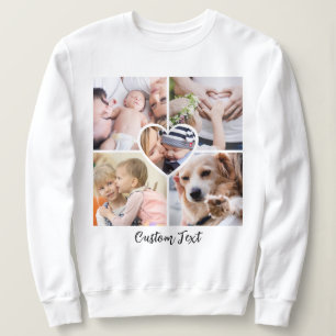 Sweatshirt Script moderne Collage de photos Coeur avec texte