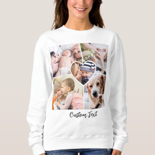 Sweatshirt Script moderne Collage de photos Coeur avec texte (Devant)