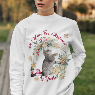 Sweatshirt Script moderne Cute Chat Aquarelle Femme Noël