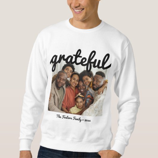 Sweatshirt Script moderne noir gracieux photo personnalisée (Devant)