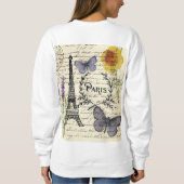 Sweatshirt scripts papillon français chic tour eiffel paris (Dos)