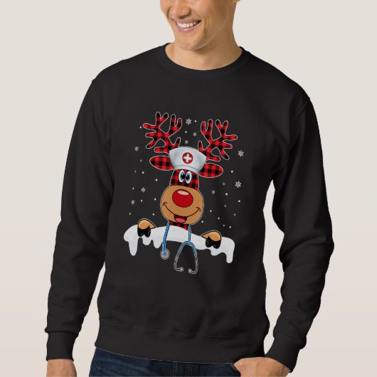 Sweatshirt Scrub de Noël Top Reindeer Scrubs Gants en caoutch (Devant)