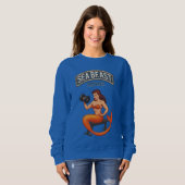 Sweatshirt Sea Beast Mode Mermaid Retro Pin-Up Gym Activewear (Devant entier)