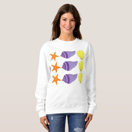 Sweatshirt Sea Shell Seashell Conch Starfish Plage Ocean (Devant entier)