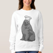 Sweatshirt Seal as Cook with Chef casquette (Devant)