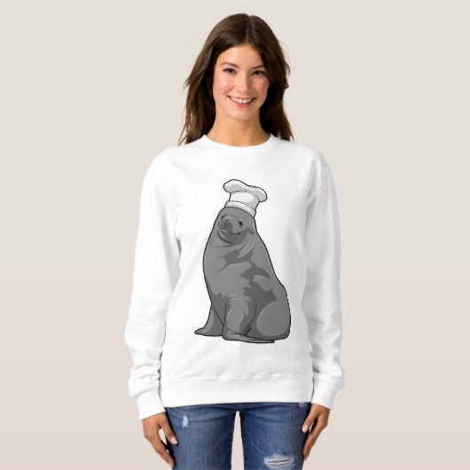 Sweatshirt Seal as Cook with Chef casquette (Devant entier)