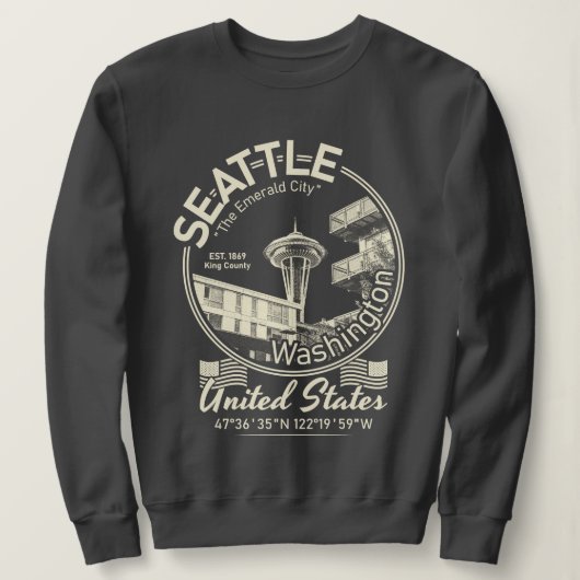 SWEATSHIRT SEATTLE CITY ICON - WASHINGTON VINTAGE (Design devant)