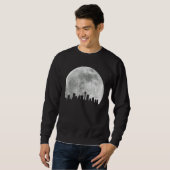 Sweatshirt Seattle Washington Skyline Moon Pride Siège Vintag (Devant entier)
