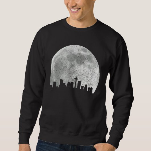 Sweatshirt Seattle Washington Skyline Moon Pride Siège Vintag (Devant)