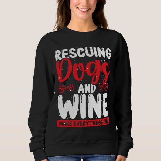 Sweatshirt Secourt de chien et vin Secourt de boisson Chien (Devant)