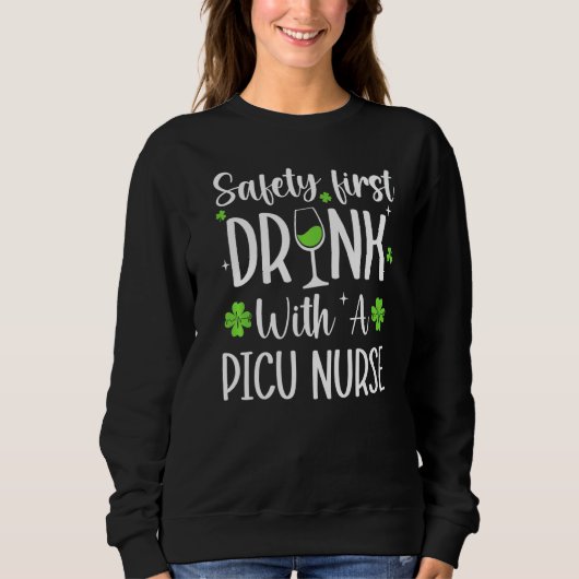Sweatshirt Sécurité Première Boisson Avec Un St patrick Infir (Devant)