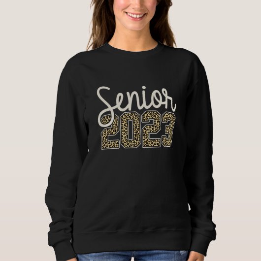 Sweatshirt Senior 2023 Imprimé Léopard Femmes Filles (Devant)