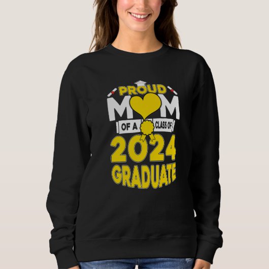 Sweatshirt Senior Fier Maman D'Une Classe De 2024 Diplômé Et  (Devant)
