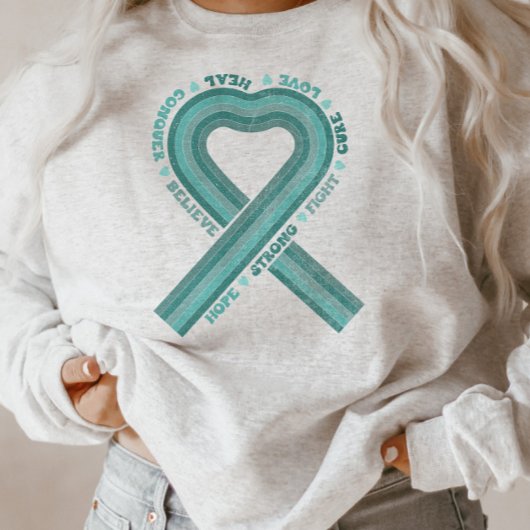 Sweatshirt Sensibilisation au cancer de l'ovaire Soutien Turq