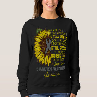 Sweatshirt Sensibilisation au diabète Elle Est Un Guerrier du