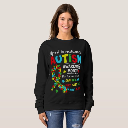 Sweatshirt Sensibilisation sur l'autisme Avril est lauréate n (Devant entier)