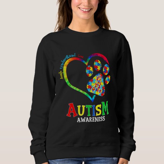 Sweatshirt Sensibilisation sur l'autisme Coeur Paw Chien Supp (Devant)