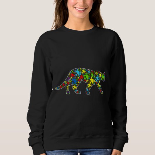 Sweatshirt Sensibilisation sur l'autisme Cute Panther Puzzle (Devant)