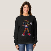 Sweatshirt Sensibilisation sur l'autisme Dabbing Ruban Puzzle (Devant entier)