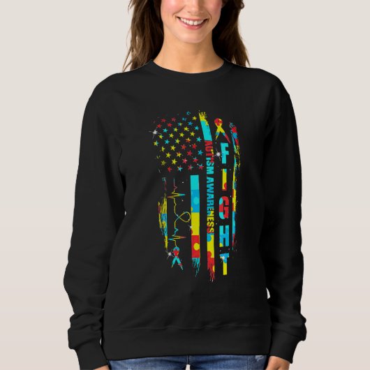 Sweatshirt Sensibilisation sur l'autisme de combat drapeau am (Devant)