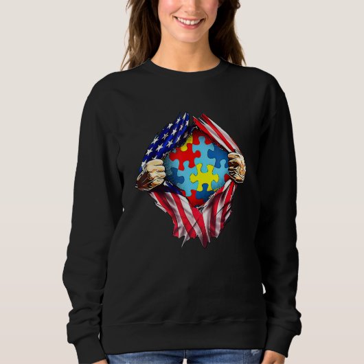 Sweatshirt Sensibilisation sur l'autisme Distressed American  (Devant)