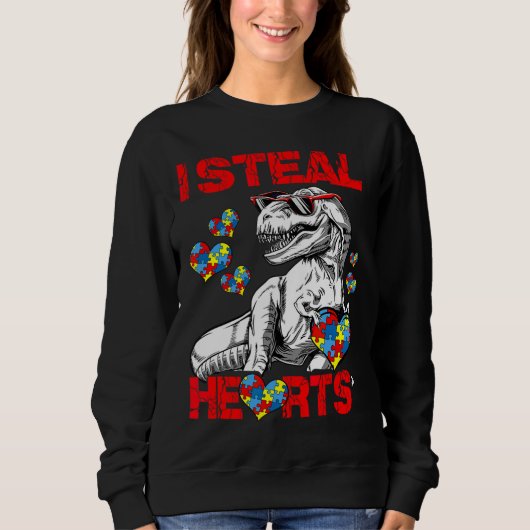 Sweatshirt Sensibilisation sur l'autisme Enfants Dinosaur Rex (Devant)