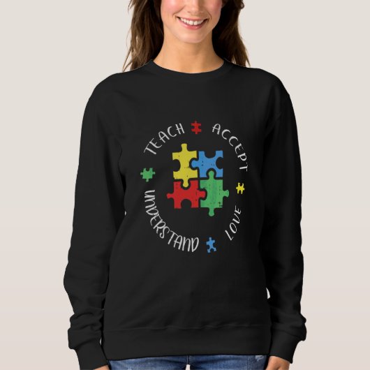 Sweatshirt Sensibilisation sur l'autisme Enseignant Accepter (Devant)