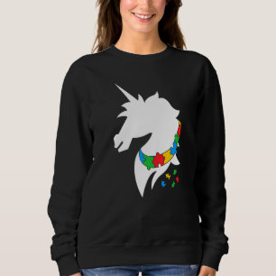 Sweatshirt Sensibilisation sur l'autisme Horse Couleur Puzzle